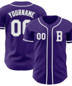 Custom Purple White-Gray Authentic Baseball Jersey