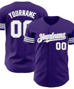 Custom Purple White-Gray Authentic Baseball Jersey