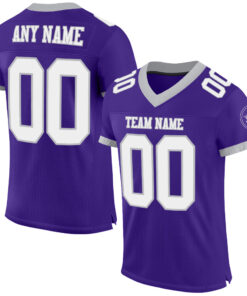 Custom Purple White-Gray Mesh Authentic Football Jersey