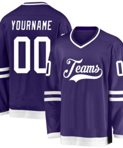 Custom Purple White Hockey Jersey