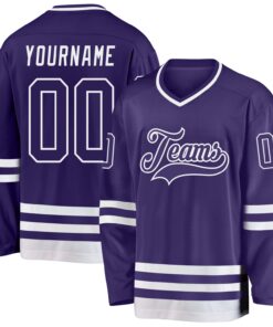 Custom Purple White Hockey Jersey