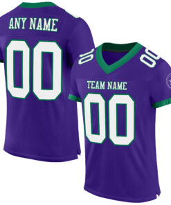 Custom Purple White-Kelly Green Mesh Authentic Football Jersey