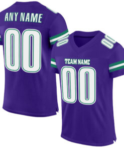 Custom Purple White-Kelly Green Mesh Authentic Football Jersey