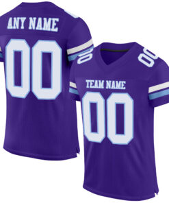 Custom Purple White-Light Blue Mesh Authentic Football Jersey