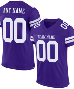 Custom Purple White Mesh Authentic Football Jersey