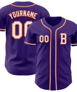Custom Purple White-Orange Authentic Baseball Jersey