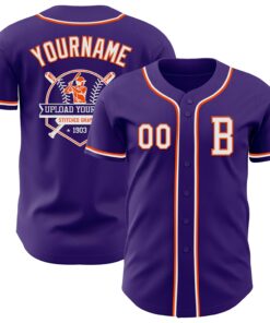 Custom Purple White-Orange Authentic Baseball Jersey