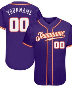 Custom Purple White-Orange Authentic Baseball Jersey