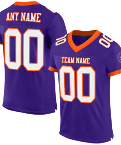 Custom Purple White-Orange Mesh Authentic Football Jersey