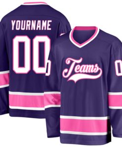 Custom Purple White-Pink Hockey Jersey