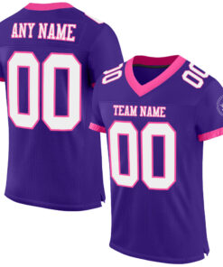 Custom Purple White-Pink Mesh Authentic Football Jersey