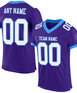 Custom Purple White-Powder Blue Mesh Authentic Football Jersey
