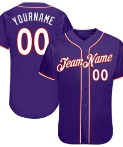 Custom Purple White-Red Authentic Baseball Jersey