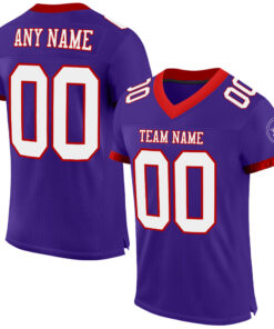 Custom Purple White-Red Mesh Authentic Football Jersey