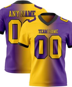 Custom Purple Yellow-Black Mesh Authentic Gradient Fashion Football Jersey