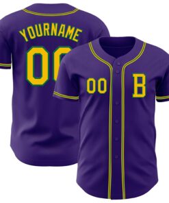 Custom Purple Yellow-Kelly Green Authentic Baseball Jersey