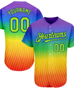 Custom Rainbow For Pride Month Love Is Love LGBT 3D Authentic Baseball Jersey