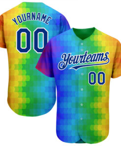 Custom Rainbow For Pride Month Love Is Love LGBT 3D Authentic Baseball Jersey