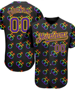 Custom Rainbow For Pride Month Love Is Love LGBT 3D Authentic Baseball Jersey