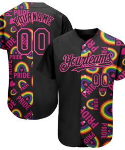 Custom Rainbow For Pride Month Love Is Love LGBT 3D Authentic Baseball Jersey