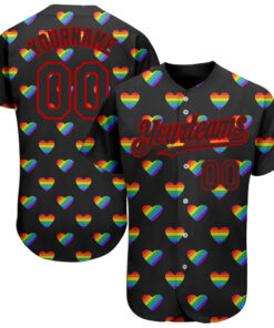 Custom Rainbow For Pride Month Love Is Love LGBT 3D Authentic Baseball Jersey