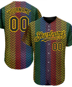 Custom Rainbow For Pride Month Love Is Love LGBT 3D Authentic Baseball Jersey