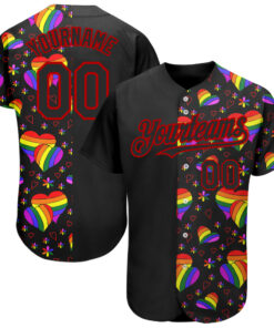 Custom Rainbow For Pride Month Love Is Love LGBT 3D Authentic Baseball Jersey