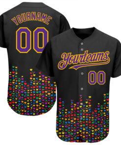 Custom Rainbow For Pride Month Love Is Love LGBT 3D Authentic Baseball Jersey