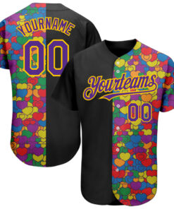 Custom Rainbow For Pride Month Love Is Love LGBT 3D Authentic Baseball Jersey