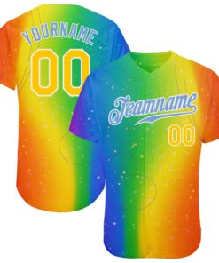 Custom Rainbow For Pride Month Love Is Love LGBT Authentic Baseball Jersey