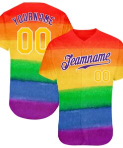 Custom Rainbow For Pride Month Love Is Love LGBT Authentic Baseball Jersey