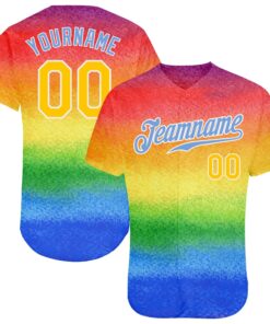 Custom Rainbow For Pride Month Love Is Love LGBT Authentic Baseball Jersey