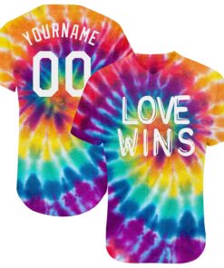 Custom Rainbow For Pride Month Love Wins LGBT Authentic Baseball Jersey