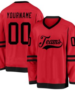 Custom Red Black Hockey Jersey