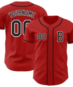 Custom Red Black-White Authentic Baseball Jersey