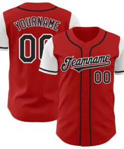 Custom Red Black-White Authentic Two Tone Baseball Jersey