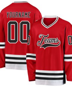 Custom Red Black-White Hockey Jersey