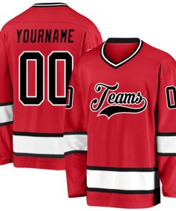 Custom Red Black-White Hockey Jersey