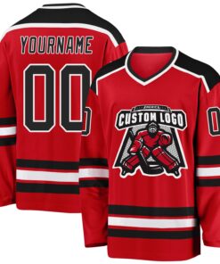 Custom Red Black-White Hockey Jersey