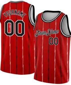 Custom Red Black-White Lines Authentic City Edition Basketball Jersey