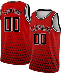Custom Red Black-White Triangle Shapes Authentic City Edition Basketball Jersey
