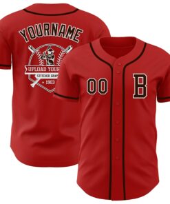 Custom Red Brown-White Authentic Baseball Jersey