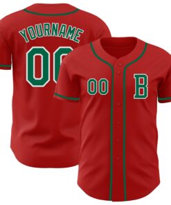 Custom Red Kelly Green-White Authentic Baseball Jersey