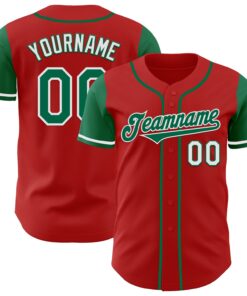 Custom Red Kelly Green-White Authentic Two Tone Baseball Jersey