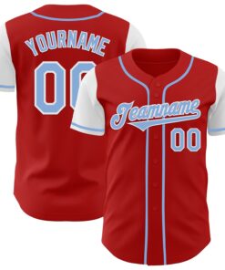 Custom Red Light Blue-White Authentic Two Tone Baseball Jersey