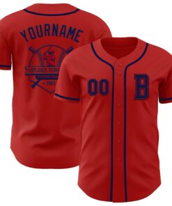 Custom Red Navy Authentic Baseball Jersey