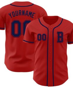 Custom Red Navy Authentic Baseball Jersey