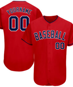 Custom Red Navy-White Authentic Baseball Jersey