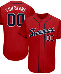 Custom Red Navy-White Authentic Baseball Jersey
