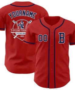 Custom Red Navy-White Authentic Baseball Jersey